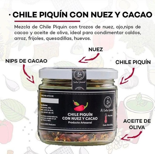 Chile Piquín con Nuez y Cacao